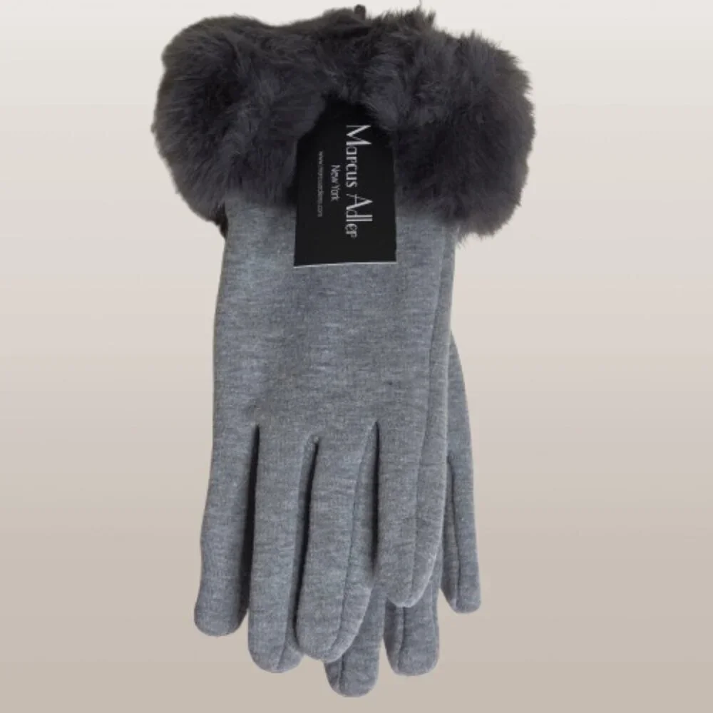 NWT Marcus Adler Women's Gray Fuzzy Faux Fur Gloves OS